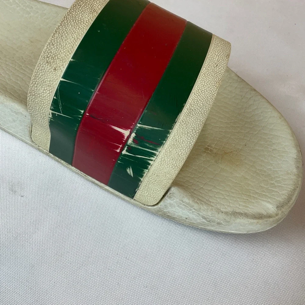 Gucci Pursuit 72 Slides, White/Red/Green - *EST* Size 8 or 9 Men's